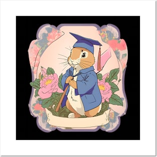 Happy Bunny Mini Rex Rabbit Girl with Graduation Day Happiness Season Posters and Art